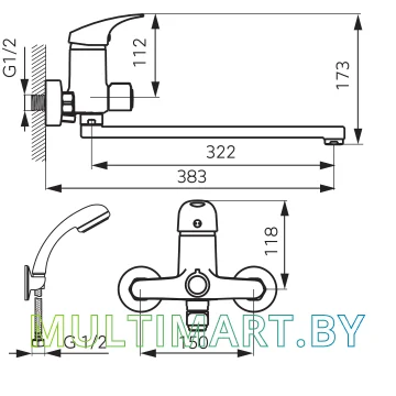Смеситель Ferro One (BFO55A) картинка 2